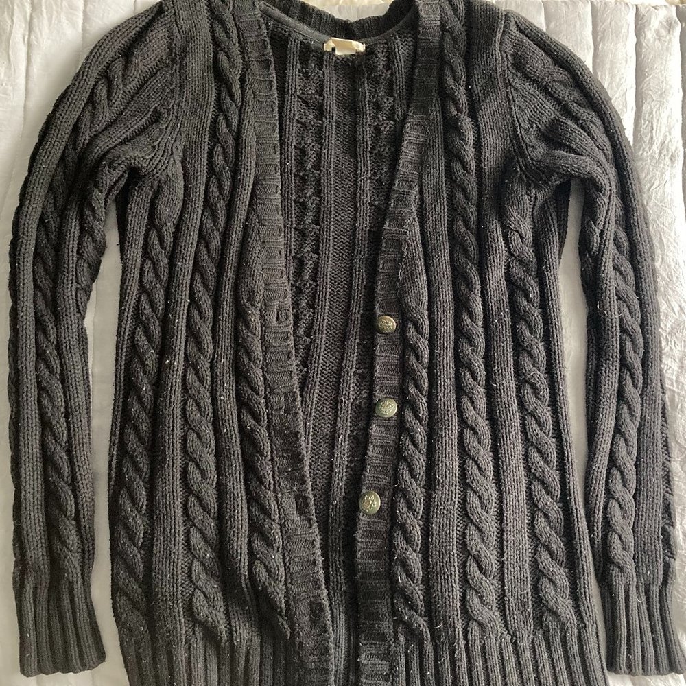 Forever 21 Black Cable Knit Cardigan/Sweater